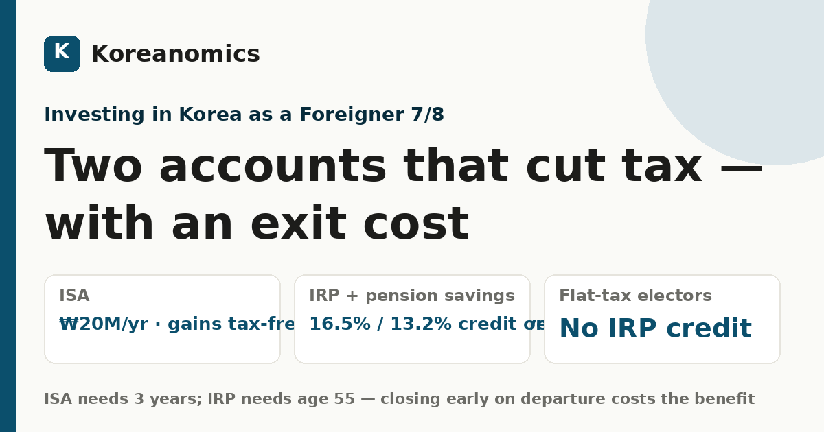 Two accounts that cut tax — with an exit cost — Koreanomics